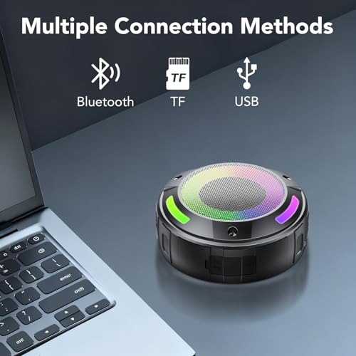 Bluetooth Speaker, 2025 Portable Wireless Shower Speaker, Digital Display Portable Speaker with Detachable hook ,IPX7 Waterproof with LED Light, HD Sound & Bass for Bathroom, Pool, Beach & Outdoor