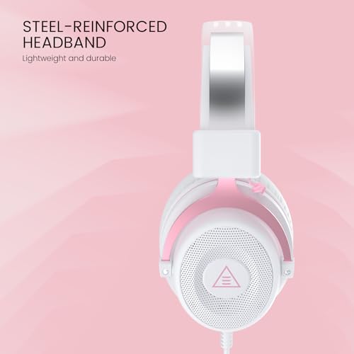 EKSA E900 Wired Gaming Headset with Microphone for PS4, PS5, Xbox - color: Pink