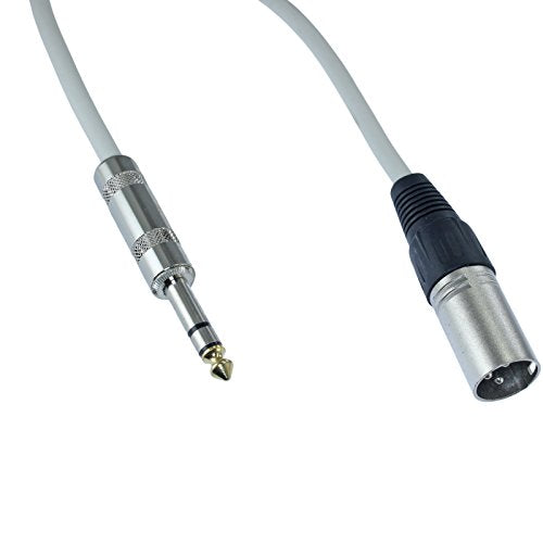 1/4" TRS to 3 Pin XLR Male Pro Audio Patch Cable Balanced and Shielded (3 Foot Feet ft Long, White) - color: White, size: 3 ft long