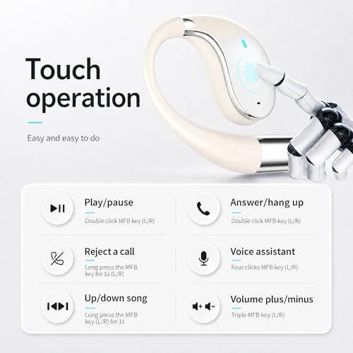 Wireless Headset Wireless Headphones Handsfree Call Wireless Earpiece Noise Cancellation Earbud Earphones Mic Compatible with Cell Phones Car Driver Trucker Business Office (Warm White with box) - color: Warm White with box