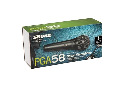 Shure PGA58 Dynamic Microphone - Handheld Mic for Vocals with Cardioid Pick-up Pattern, Discrete On/Off Switch, 3-pin XLR Connector, 15' XLR-to-QTR Cable, Stand Adapter and Zipper Pouch (PGA58-QTR) - style: 15' XLR to 1/4-inch (6.35 mm) phone plug