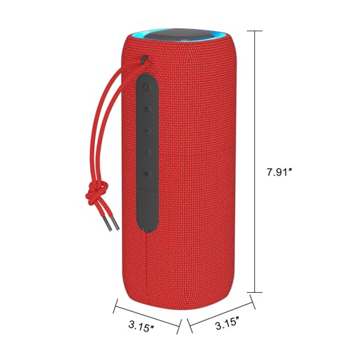 PEICHENG Bluetooth Speaker, Portable Wireless Clear Loud Stereo Sound IPX5 Waterproof with RGB Lights BT5.3 Long Playtime TWS Pairing,for Home Party Outdoor Beach,Great Gift Choice (Red) - color: Red
