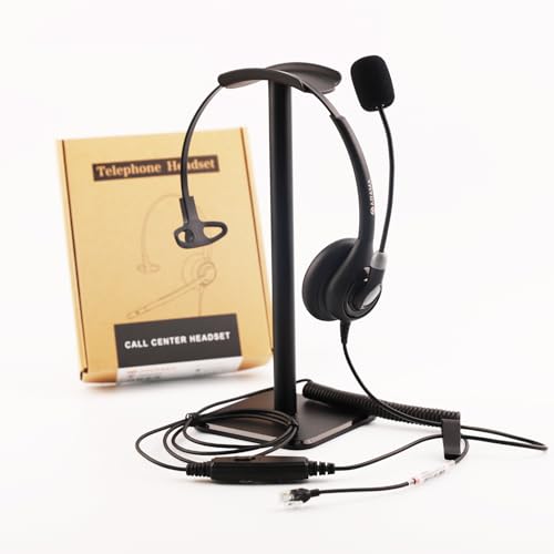 Arama Telephone Headsets for Yealink Phones, RJ9 Office Wired Headset | Mic Noise Cancelling, Compatible with Yealink VoIP Phone T54W T46U T33G, Poly Snom Grandstream Phones Desk Phones - size: Mono-A600Y
