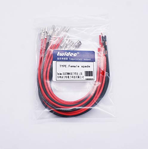 Twidec/20Pcs 2.8mm and 4.8mm Female Spade Crimp Terminal with Insulating Sleeve and Wire Red + Black Female Spade Quick Splice Assortment Kit - size: 20 Pieces 2.8/4.8mm
