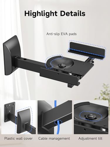 suptek Large Dual Side Clamping Bookshelf Speaker Wall Mounting Bracket for Large Surrounding Sound Speakers, Hold up to 55lbs Black SPM201LB - size: Large--black