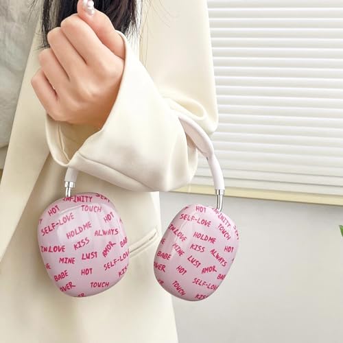 Case Compatible with AirPods Max Headphones, Soft TPU Cute Pink Pattern Anti-Scratch Protective Ear Cup Covers Headphone Cases for Woman Kids - color: Pink