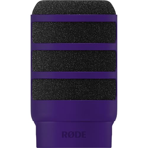Rode PodMic USB Dynamic Broadcast Microphone Bundle with WS14 Purple Pop Filter — XLR and USB-C Studio Mic with Aphex DSP for Streaming, Twitch Broadcasting, Esports Commentary, Gaming Podcasting