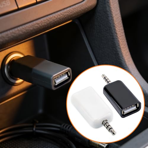4 Pack AUX to 3.5mm Audio Adapter, USB A Female to Male Converter, USB A Female 3.5mm Male Audioes Converter Jack Plug for USBs Flash Drive Car CD Player MP3 Music Auxiliary Port Only 