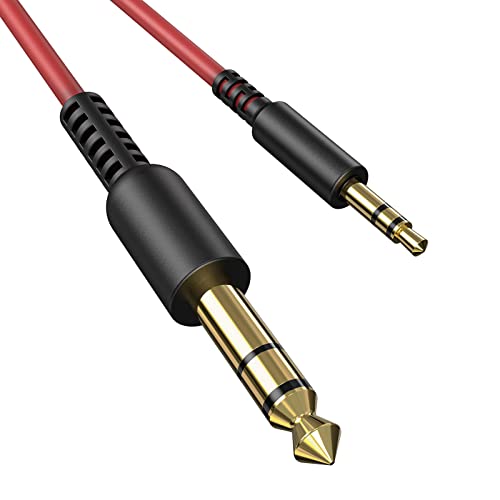 OneOdio 6.35mm to 3.5mm 6.6-9.8FT Stereo Adapter Cable Compatible with AMPs, Electronic Keyboards, Mixers, Guitars and Pro10/Pro30/Pro50 Headphones of OneOdio-Red - color: Black Red