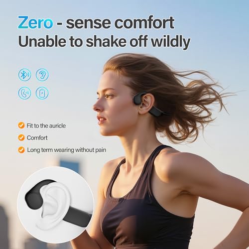 Bluetooth 5.4 Bone Conduction Headphones - IPX5 Waterproof, Open Ear Wireless Sport Earphones with Mic, Ultra-Lightweight for Running, Cycling, Workout & Gym,Gift