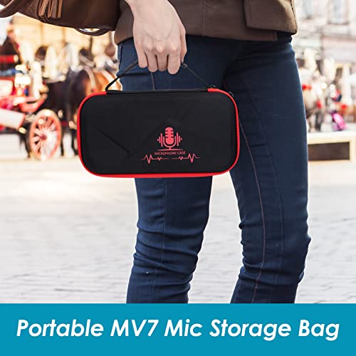 YOUSHARES MV7 Microphone Case Bag with Mic Cover Foam - Mic Case Hard Carring Case with Windshield Compatible with Shure MV7 USB Condenser Microphone - color: Microphone Case Bag