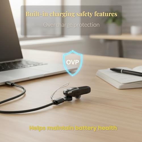Micool Bluetooth Earpiece for Office Work V6.0 with AI Noise Cancelling, 38 Hours Wireless Headset for Business Professionals, Dual Device Pairing, Handsfree Single Ear Headphone for Calls (Silver)