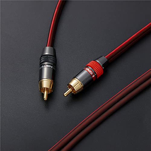 Audiophile Hi-Fi 14 Gauge OFC Speaker Cable with RCA Male (Black & Red) to 2 Bananas Plugs, 2 pack/1pair, (5M(16.5FT), 1 Pair(RCA to 2 Y Spade)) - size: 5M(16.5FT)
