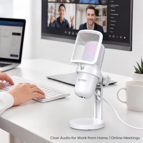 USB Condenser Microphone, Gaming Mic for PC/PS5 Podcast Streaming - color: Pearl White
