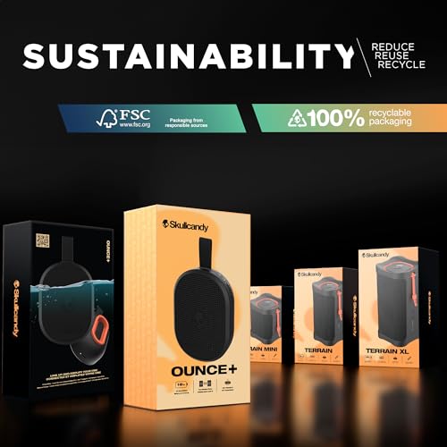 Skullcandy Ounce+ Wireless Bluetooth Speaker - IPX7 Waterproof Mini Portable Speaker with 16 Hour Battery, True Wireless Stereo, and Ballistic Nylon Carry Strap (Navy) - color: Navy