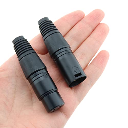 heyous 5Pairs 10PCS XLR Connector 3 Pins Male and Female Microphone Audio Cable Connector XLR Adapter Connectors Microphone Connector, Black