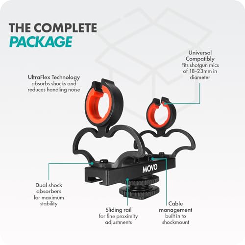 Movo SM6 Ultraflex Premium Shockmount for Shotgun Microphones – Compatible with Rode NTG Series, Sennheiser MKE600, Audio-Technica AT875R, and More - style: Shockmount