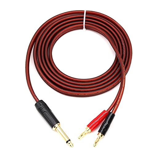 6.35mm TS to Banana Plug Audio Cable, Gold-Plated 1/4 TS Wire Cord to Dual 4mm Banana Plugs, OFC HiFi Speaker Wire for DJ Application, Guitars Mixer