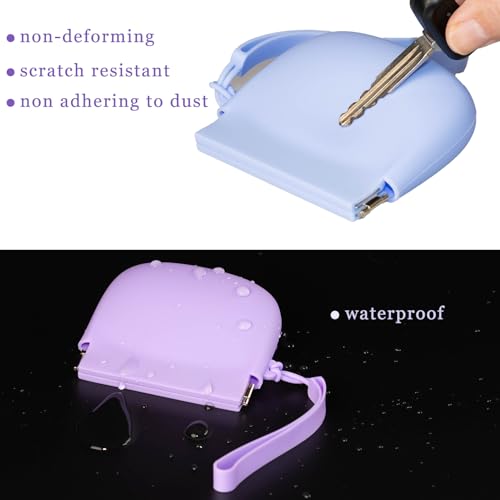 2-Pack Silicone Earbud & Cable Organizer Case with 2 Cord Winders, Pop-Open Storage Box for Headphones, Charging Cords, Small Accessories, Coin Purse – Blue & Purple