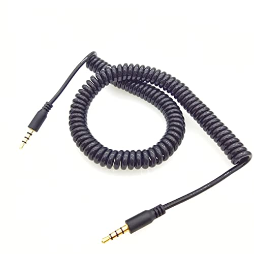 Seadream Auxiliary 3.5mm Coiled TRRS Audio & Microphone Cable Coiled TRRS 3.5mm Audio Cable;4Pole 3.5mm TRRS Male to Male Coiled Aux Cord Cable 3M