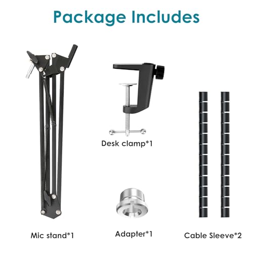 Boom Arm Compatible with Fifine Dynamic Microphone (AM8), Mic Arm for Fifne XLR/USB Gaming Podcast Recording PC Mic, Adjustable Scissor Mic Stand by YOUSHARES