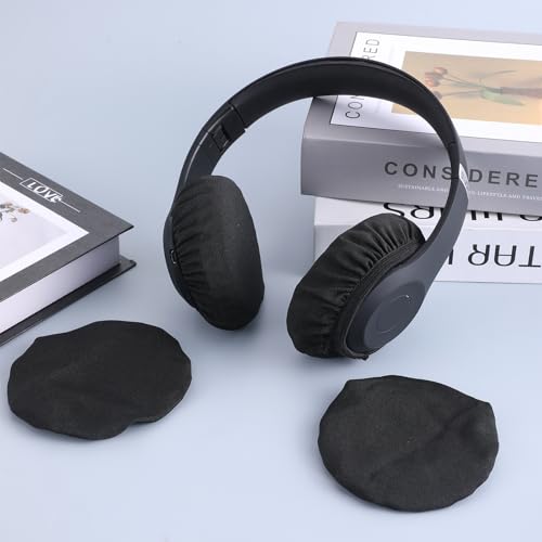 Piriuuo 2 Pairs Headphone Covers, Washable Headphone Ear Covers Stretchable Headphone Covers for Ears Black Headset Ear Covers Earphone Covers Headphone Ear Covers Replacement