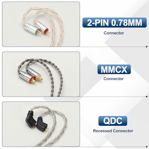 PATIKIL IEM Earphone Cable 1.2M Long 28AWG Silver-Plated Pink (2.5mm MMCX) - color: Light Pink, size: 2.5mm