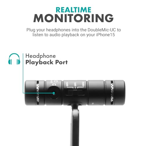 Movo DoubleMic-UC Dual Capsule USB C Microphone for iPhone 15/16/17 - Two-Sided Cardioid Condenser Microphone for Video Recording- Mic for iPhone 15/16/17