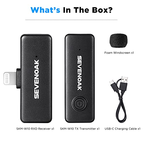 2.4GHz Wireless Lavalier Lpael Microphone for iPhone iPad Compact Tiny Clip On Mic for Vlog Live Streaming Video Recording Interview YouTube with Lightning Sevenoak SK-W10-D1 1 Transmitter 1 Receiver - size: SK-W10-D1