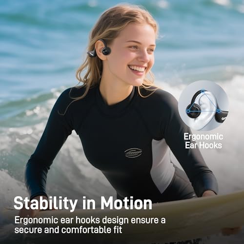 Swimming Headphones, IP68 Waterproof Bone Conduction Headphones, Bluetooth 5.4 Sport Open Earphones with MP3 Mode 32GB Memory, Wireless Swimming Headphone Underwater for Running, Cycling