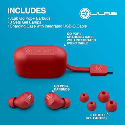 JLab Go Air Pop+ True Wireless Earbuds, Bluetooth 5.3 in Ear Headphones with Microphone, 35H Playtime, USB-C Charging Case, Dual Connect, EQ3 Sound, Rose - color: Rose, style: Pop+