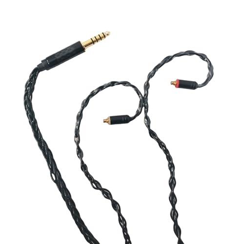 HiFi in Ear Earphone Replacement Cable 8 Core Silver Plated Copper Upgrade Earphone Cable for Shure SE315 SE846 SE425 TIN Audio T2 Pro T3(Black, MMCX 4.4MM) - size: MMCX 4.4MM