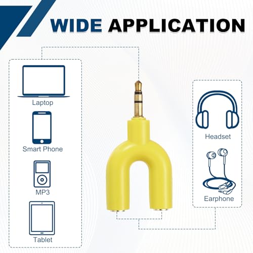 MECCANIXITY Headphone Splitter Adapter, 3.5mm Male to Dual Female Y Jack Aux Splitter for Phone Headset PS4 Switch Tablets, Yellow - color: Yellow