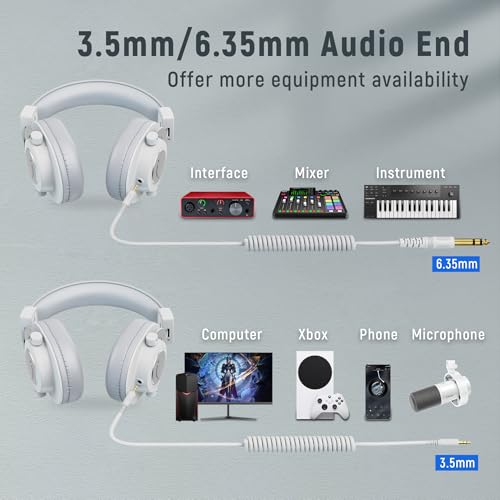 FIFINE Gaming XLR/USB Microphone with Studio Headphones Bundle, Recording Equipment Set with Headphone Jack, Volume Control, 3.5mm/6.35mm Plug Compatible with Mixer/Computer/Instrument (AM8+H8 White)