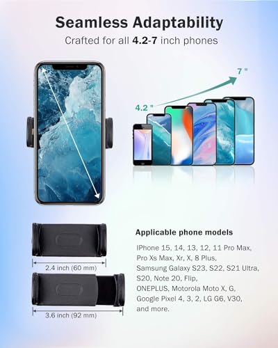 LMS Mic Stand Phone Holder, Flexible Phone Holder for Microphone Stand, iPhone Music Stand Holder Mount, Mic Stand Cell Phone Clip for iPhone 15 14 13 12 Pro Max Samsung Galaxy Pixel (Advanced, 8")