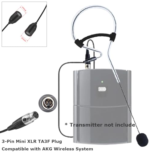 Black Single Earset Headset Microphone Compatible with AKG - style: Mini XLR 3 Pin TA3F Plug Compatible with AKG Only