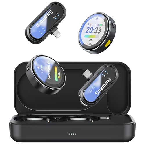 Saramonic BlinkMe U2 Wireless Mini Microphone for iPhone & Android, 48kHz/24-bit, Noise Cancellation, 328ft Transmission, Wireless Lapel Mic for Live Streaming Video Recording - size: Lightning & USB-C Receiver