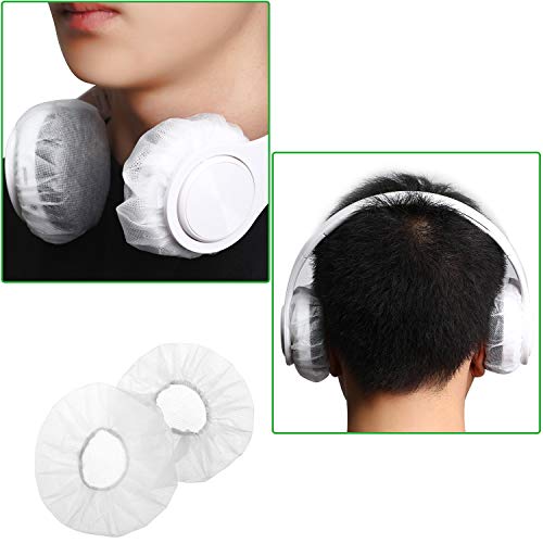 BBTO 100 Pcs Disposable Over Ear Headphone Covers Stretch,11 Cm,White - color: White, size: 11 cm