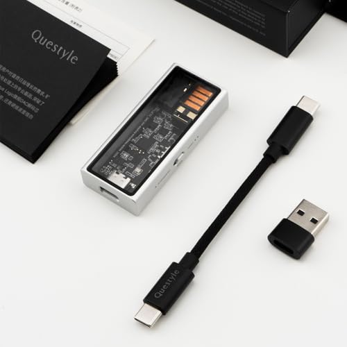 Questyle M15C Portable Headphone Amplifier USB-C Adapter | 3.5mm and 4.4mm Outputs DAC,PCM 384kHz/32bit | DSD256,High Resolution Lossless Audio Adapter for Android/iOS System/PC