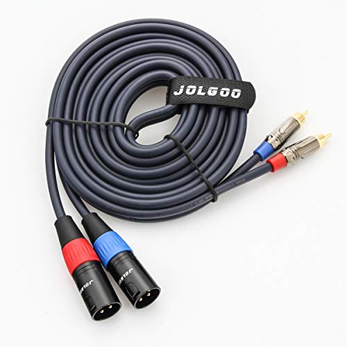 JOLGOO RCA to XLR 케이블 - 듀얼 RCA/XLR 수 HiFi 오디오 케이블, 3m(10피트), 4N OFC 와이어, 앰프, 믹서, 마이크용 - size: 10 Feet, style: 듀얼 RCA 수 - 듀얼 XLR 수