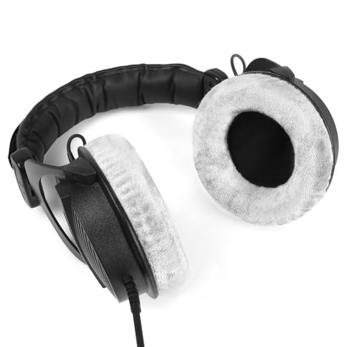 MMX300 DT770 Ear Pads for Beyerdynamic DT770 Pro/DT880/DT990 Pro | Replacement Headband Earpads,with Soft Velours Cushion,for DT880 Pro/HS200/HS400/DT 790/DT797-Silver Kit