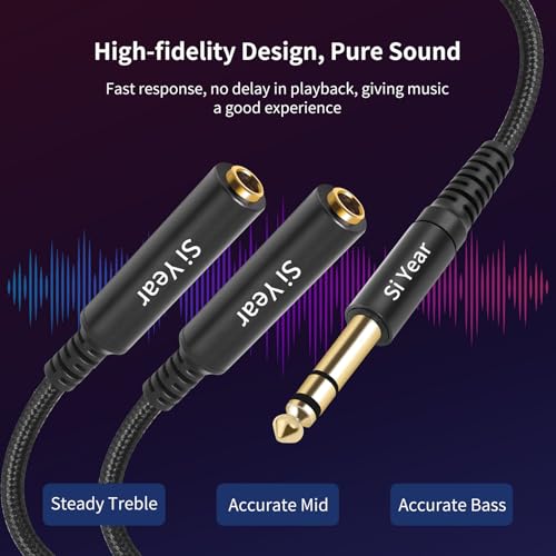 1/4" Splitter Cable, 6.35mm TRS to Dual 1/4 inch Female Stereo Y Headphone Splitter Cable for Studio,DJ,Amplifier,Karaoke, Live Sound Systems etc(30cm /2PACK) - size: 6.35M-2x6.35F(2pack)