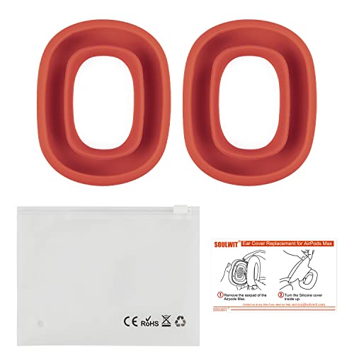 SOULWIT Sweat Proof Silicone Ear Cover for AirPods Max, Comfortable Fit for Gym Exercise, Easy to Clean, No Sound Quality Loss - Red - color: Red