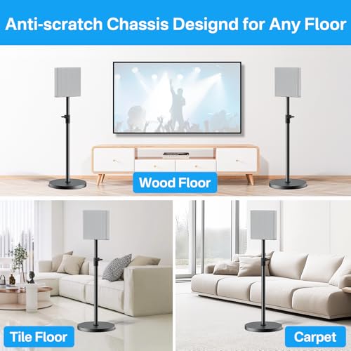Height Adjustable Speaker Stands Pairs for Sony Bravia Theatre Quad HT-A9M2 Stands - Heavy-Duty Surround Speaker Stand for Sony HT-A9M2 Speaker Stand with Cable Management
