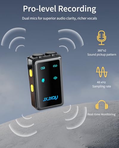 Wireless Lavalier Microphone for iPhone Android, mini Bluetooth mic | Mic with Smart Noise Reduction, Reverb Effect, 30H+ Battery Life for Vlog, YouTube, TikTok, Podcast, Recording and Streaming - size: 2T2R Black Mic for iOS/Android