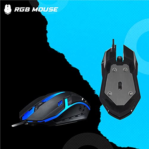 MTG RGB Backlit Mechanical Wired Gaming Keyboard and Mouse Combo | Full Anti-Ghosting, WiFi BT, PC & Laptop Compatible, Complete Accessory Bundle for Desktop & Gaming Setup - color: Basic Gaming