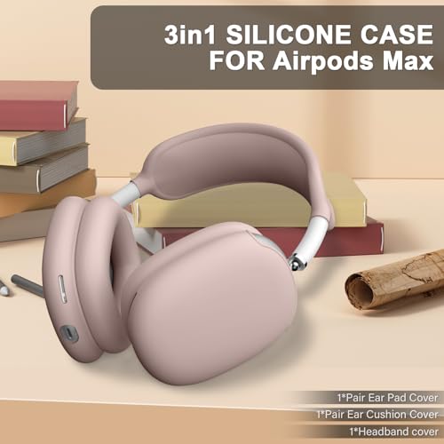 Maxjoy for AirPods Max Case, Soft Silicone Ear Cups & Headband Cover, Anti-Scratch Protective Accessories, Sand Pink - color: Sand Pink
