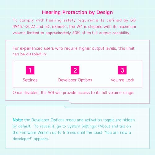 HiBy W4 Bluetooth Headphone Amplifier USB DAC, BT 5.4 & NFC, aptX Lossless LDAC, Dual DAC, DSD512 PCM 768kHz, 2-Inch Touch Screen, CVC Noise Reduction, 3.5mm & 4.4mm Balanced Output - color: Orange