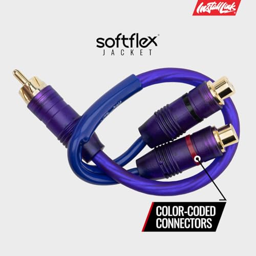 Install Link RCA Y Adapter Cable, 1-Male to 2-Female Splitter, 2-Pack (OFC) | Pure OFC Copper, 1ft, Feeds One Stereo Signal to Two Components, for Subwoofer, Home Theater, Car Audio Amplifier, Studio - color: Frosted Purple, size: 1-Male to 2-Female