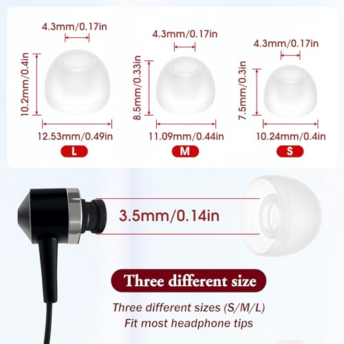 15 Pairs Silicone Ear Bud Replacement Pieces Earbuds Ear Tips Replacement Ear Bud Covers S/M/L Sizes Ear Gels Soft Earphones Earbuds Clear Ear Cushion Ear Bud Tips Replacement Kit